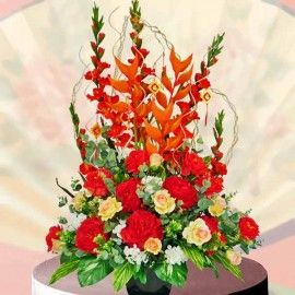 Artificial Heliconia & Gladiolus Flowers Table Arrangement