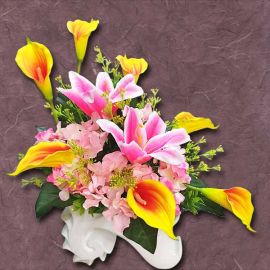 Artificial Lily & Tulip Flowers Table Arrangement About 50cm Height