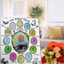 Monthly Miniature Gallery Baby Photo Frame Gift Set (Silver-Plated) 