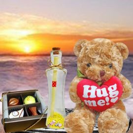 Message-in-a-Bottle, (Hug Me) Bear & Chocolate