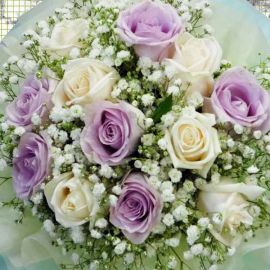 6 Cream & 6 Yam Color Rose Hand Bouquet