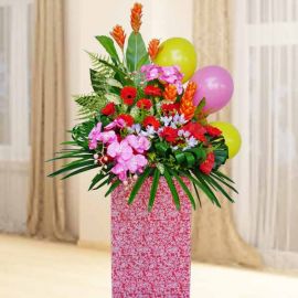Artificial Orchids & Ginger Flowers With Fresh Gerbera Flowers