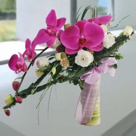Purple Phalaenopsis Orchids Designer's Hand Bouquet