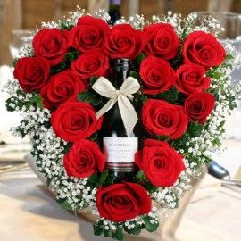 Red Wine & Roses Table Arrangement