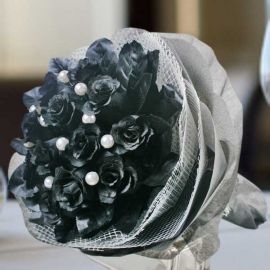Artificial Black Roses Hand Bouquet