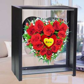 12 Red Roses heart-shape in Standing Box