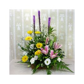 Yellow Gerbera and Pink Lilies Table Arrangement