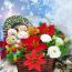 Artificial Christmas Flowers, Fresh Eustoma & Bears Arrangement